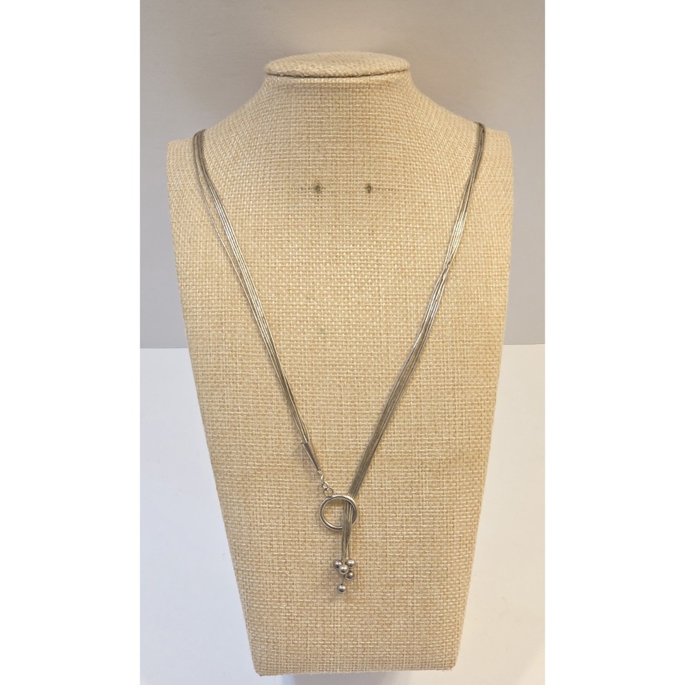 Unique Vintage Sterling Silver 25" 5 Strand Liquid Silver Necklace